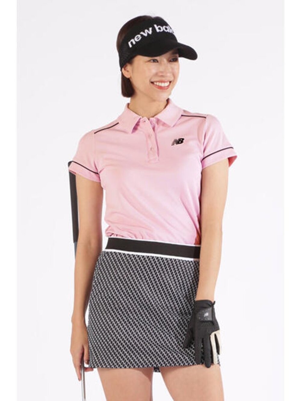 NEW BALANCE Japan Golf Womens Pink  Knit Jersey Stretch Top Polo Shirt 0 XS
